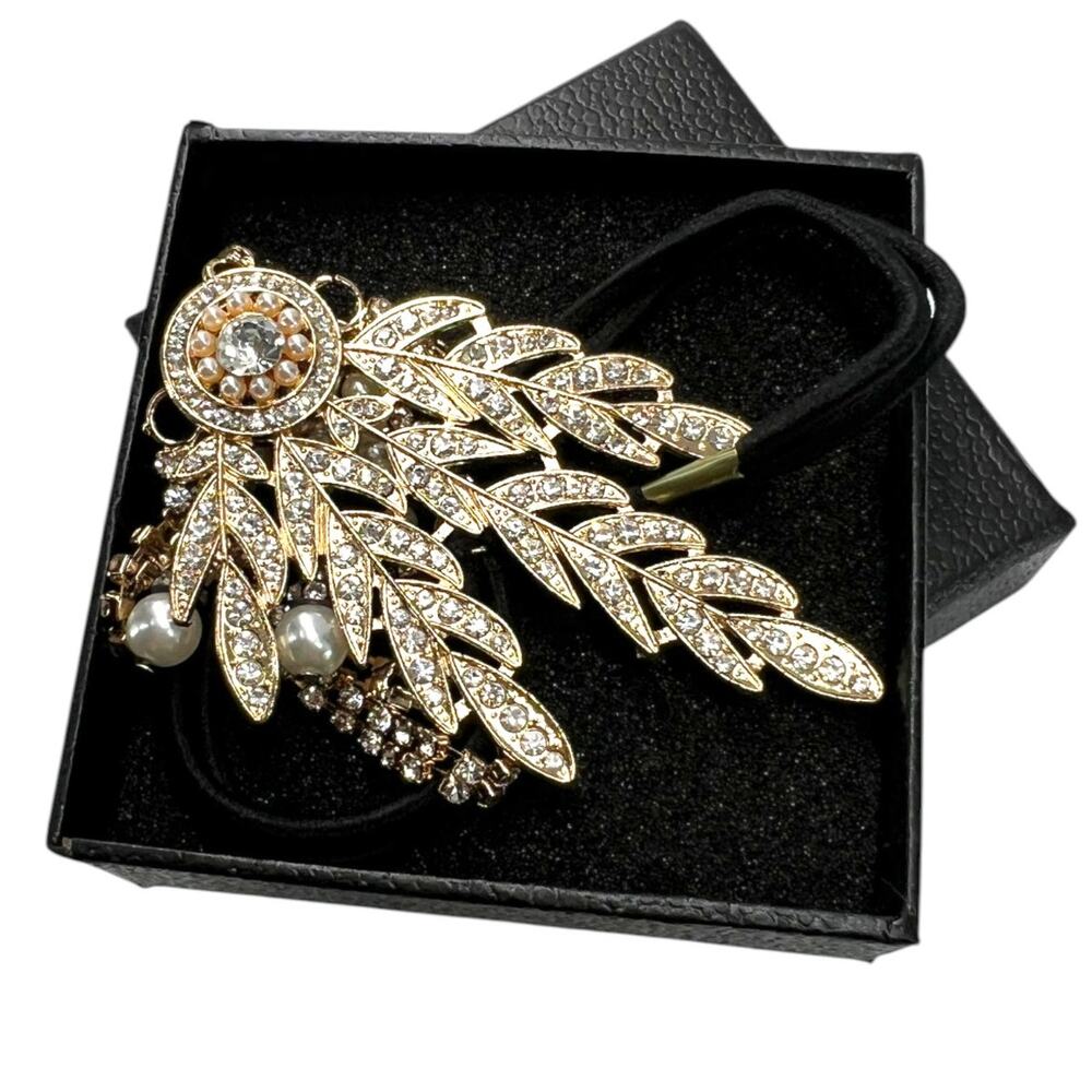 New 1920's Flapper Headband Great Gatsby Headpiece Art Deco Hair Accessory Gold - Picture 2 of 7